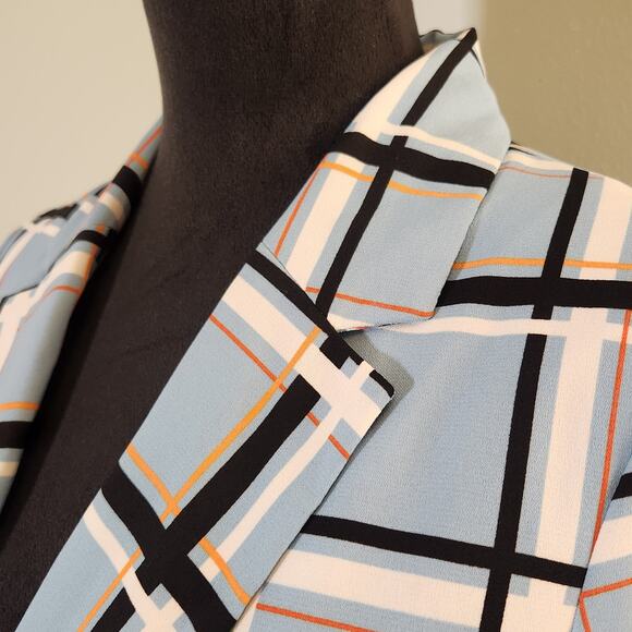 TOPSHOP Blazer in Window Pane Blue Plaid, Size 6 - Picture 7 of 14